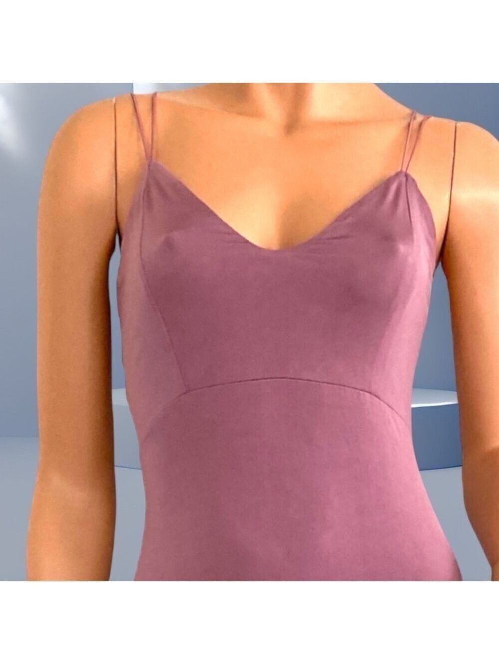 ASOS Babydoll Cami Maxi Dress Bodycon Curved Split Lilac Mean Girls Y2K 90s US 6 - Picture 8 of 13